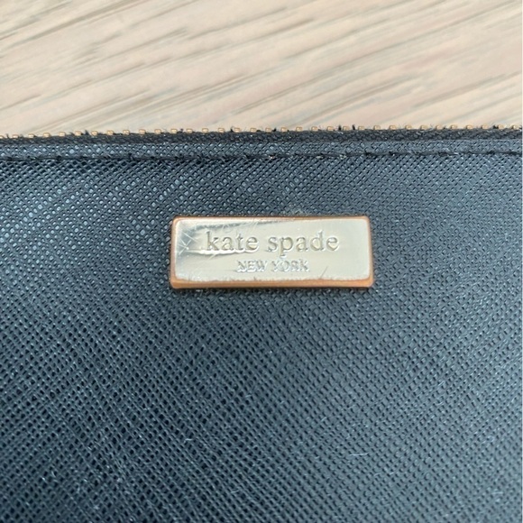 Kate Spade Black Large Continental Zip Around Colorful Striped Interior Wallet - Picture 7 of 16